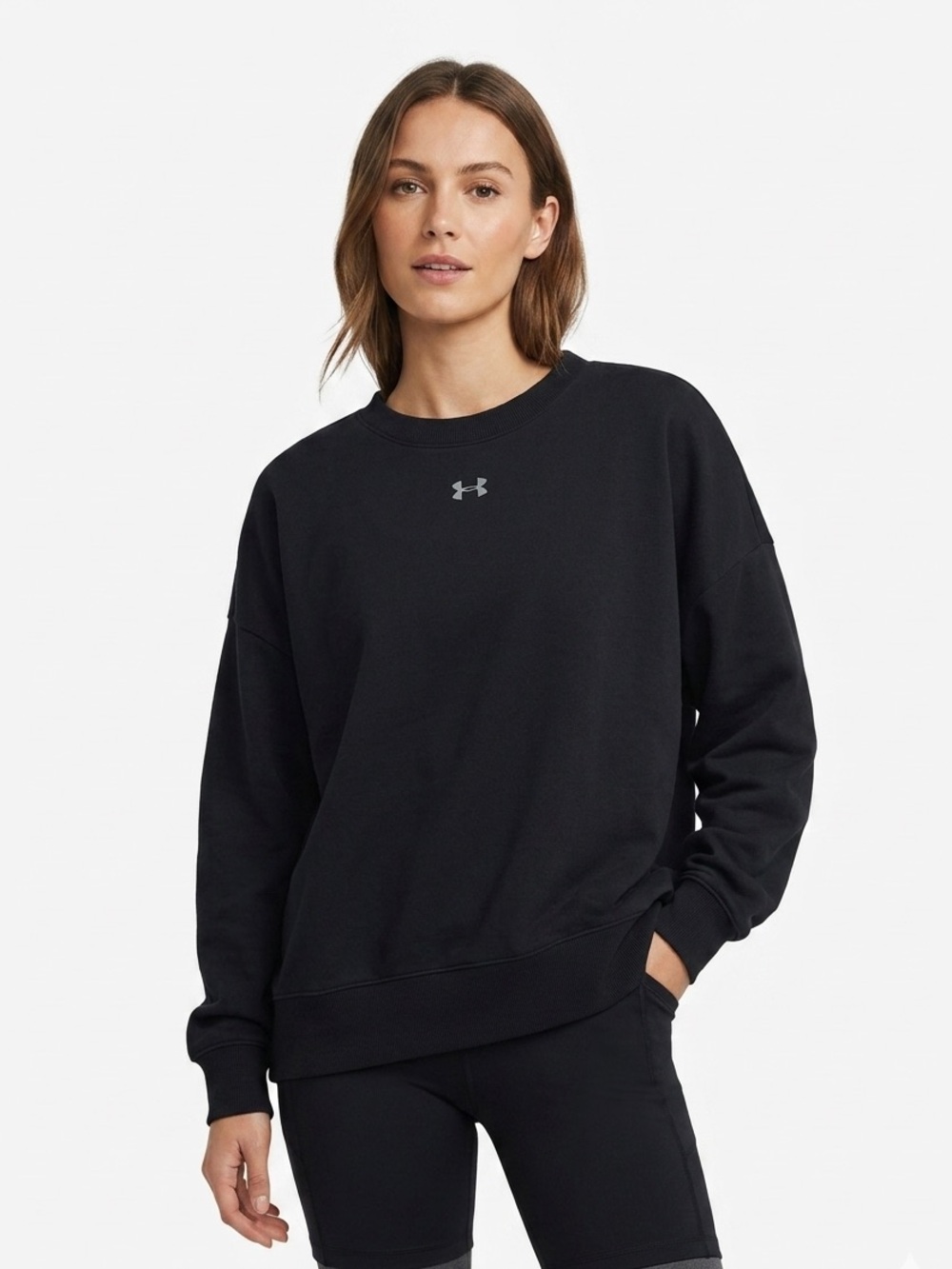 Crewneck Black Size: L Under Armour Unisex Pullover with Chest Logo